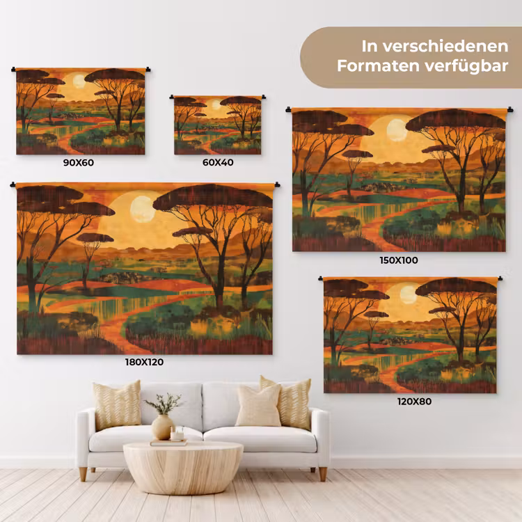 Landschap - Afrikaans - Zon Wandkleed katoen klein -tsfeer8_DE