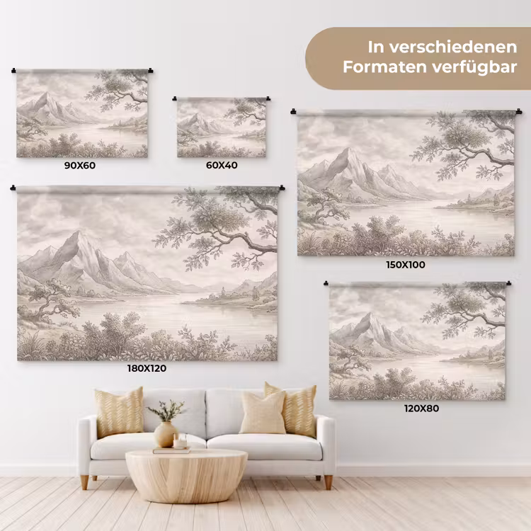 Landschap - Bergen - Meer - Natuur Wandkleed katoen klein -tsfeer8_DE