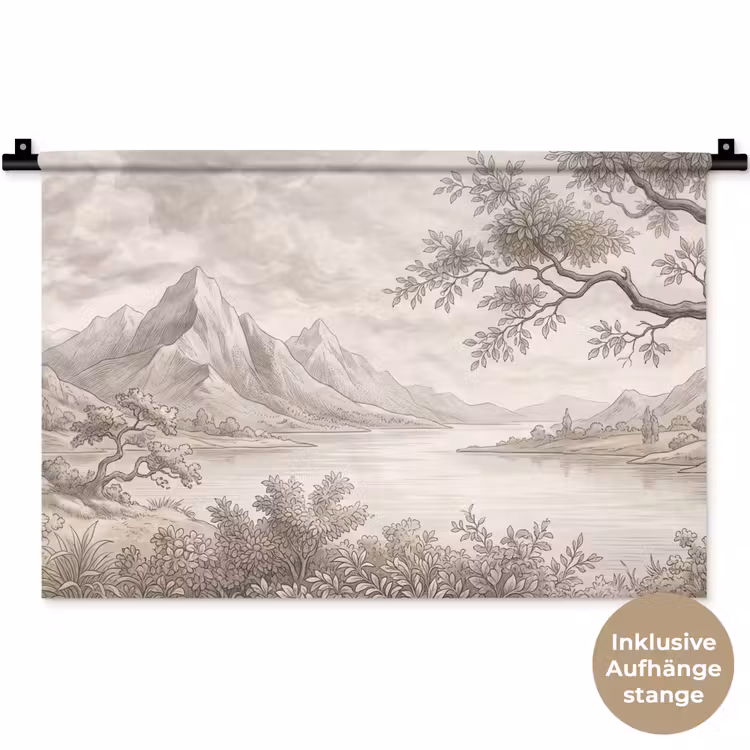 Landschap - Bergen - Meer - Natuur Wandkleed katoen klein -t3d_DE