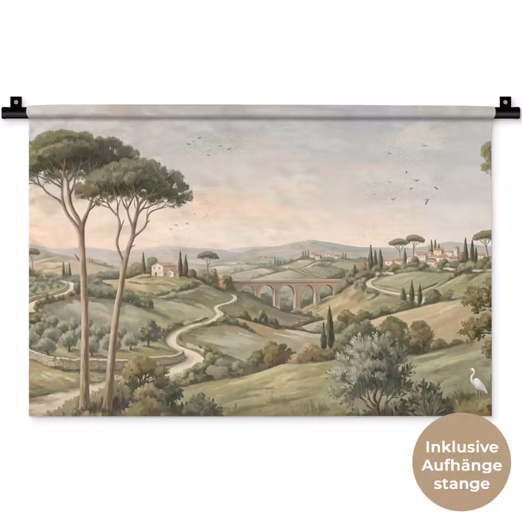 Landschap - Heuvels - Zandpad - Groen Wandkleed katoen klein -t3d_DE