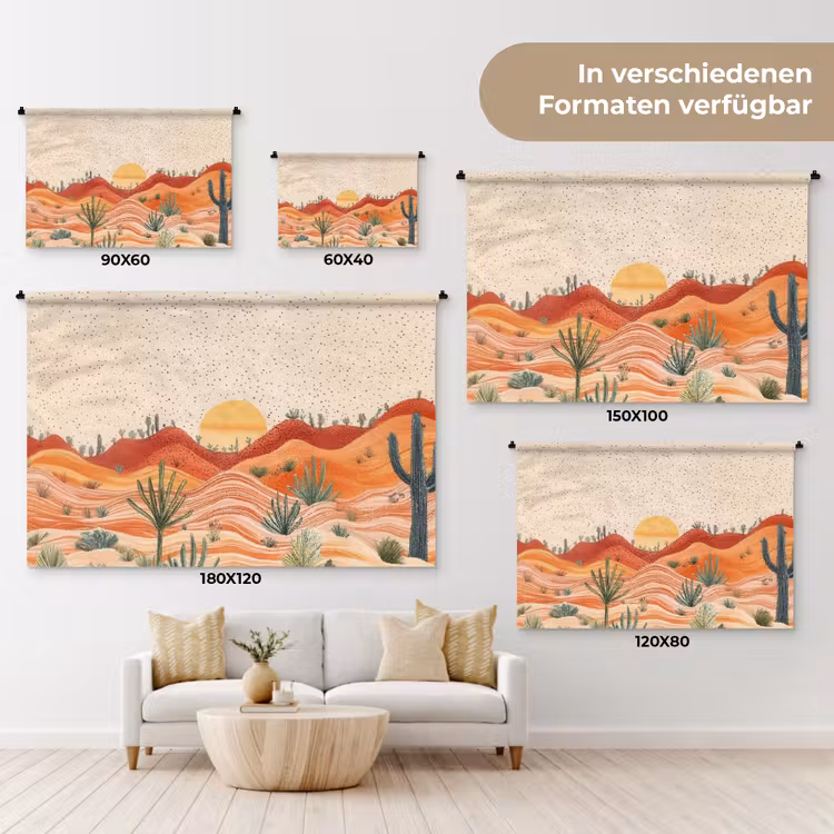 Landschap - Heuvels - Zonsondergang Wandkleed katoen klein -tsfeer8_DE