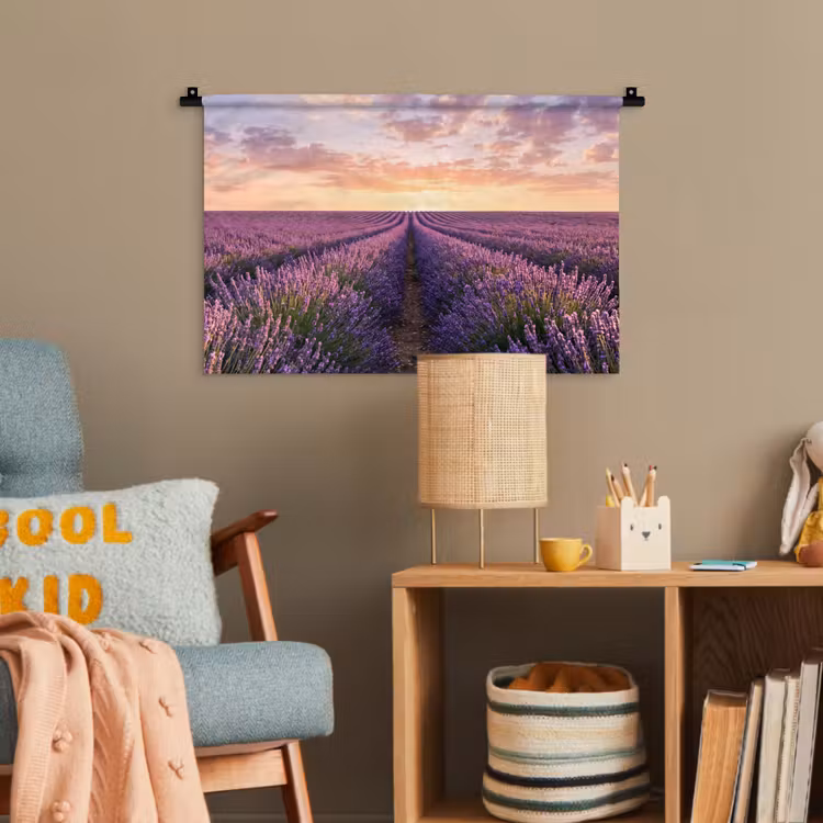 Landschap - Lavendelveld - Paars Wandkleed katoen klein -wsfeer4_kind