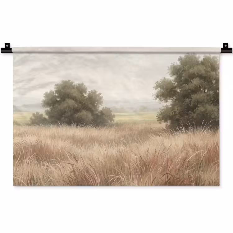 Landschap - Minimalistisch - Beige Wandkleed katoen klein -zz3d
