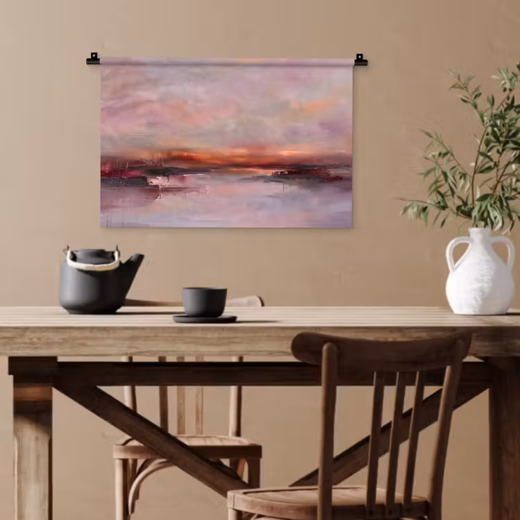 Landschap - Zonsondergang - Abstract - Modern - Roze Wandkleed katoen klein -sfeer6