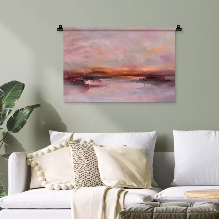 Landschap - Zonsondergang - Abstract - Modern - Roze Wandkleed katoen klein -sfeer7