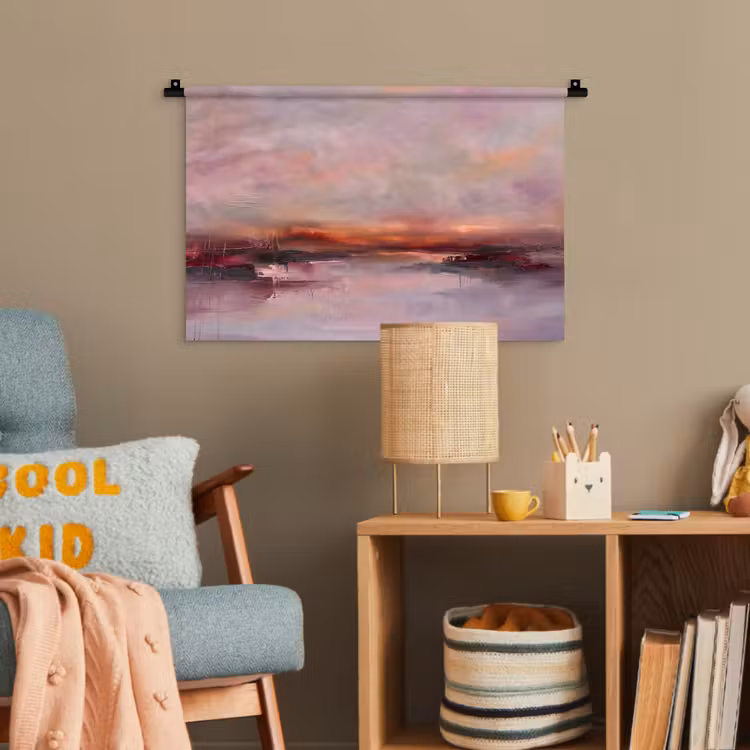Landschap - Zonsondergang - Abstract - Modern - Roze Wandkleed katoen klein -wsfeer4_kind