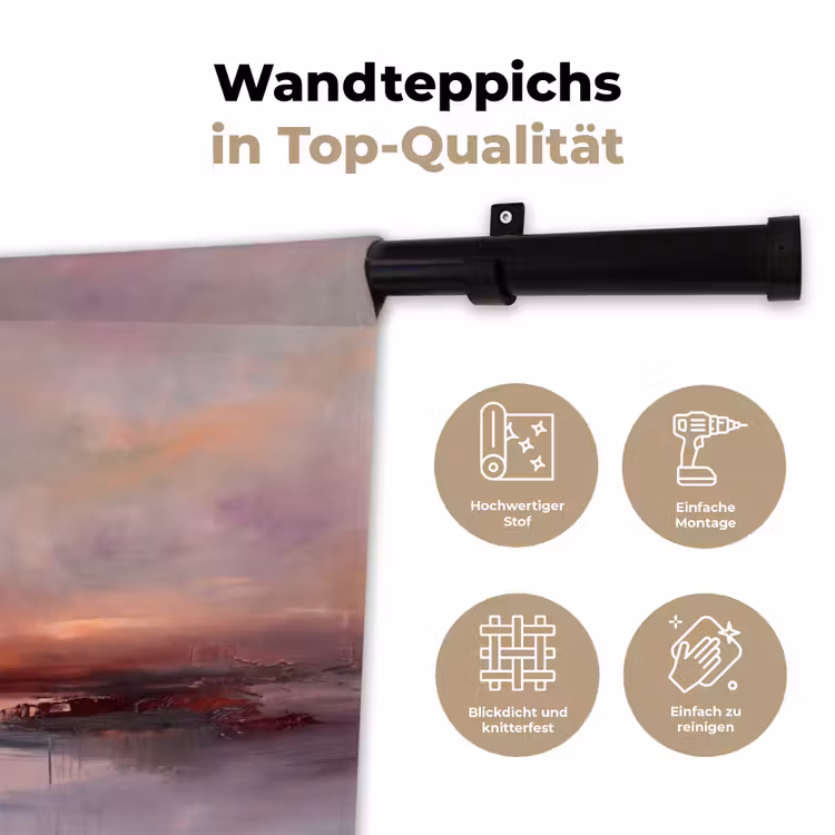 Landschap - Zonsondergang - Abstract - Modern - Roze Wandkleed katoen klein -tsfeer2_DE