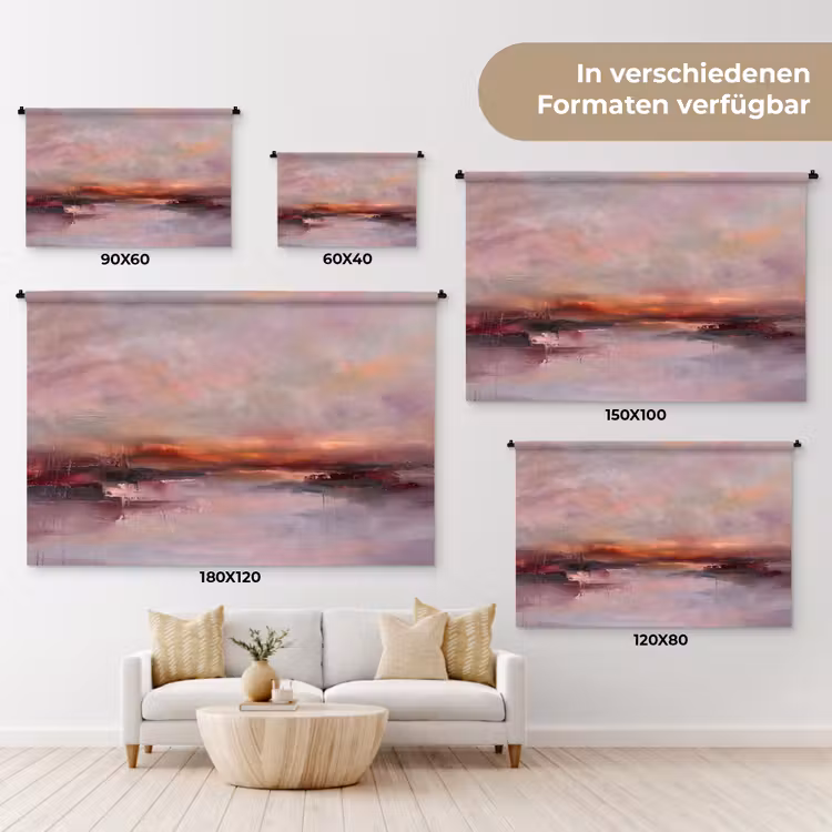 Landschap - Zonsondergang - Abstract - Modern - Roze Wandkleed katoen klein -tsfeer8_DE