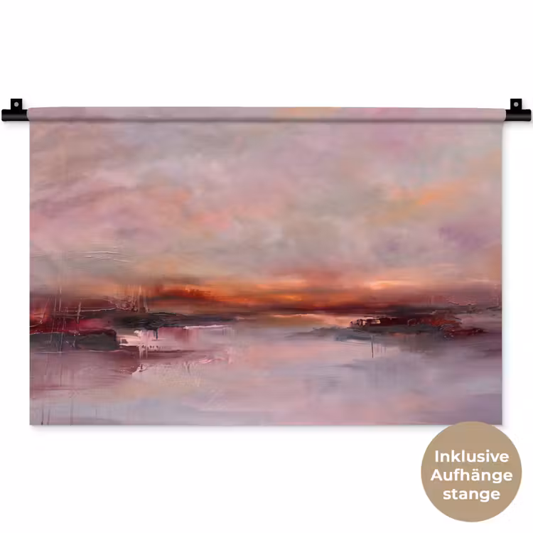 Landschap - Zonsondergang - Abstract - Modern - Roze Wandkleed katoen klein -t3d_DE