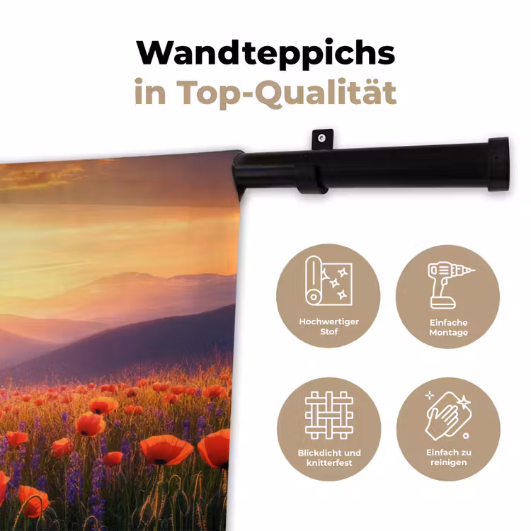 Landschap - Zonsondergang - Bloemenveld Wandkleed katoen klein -tsfeer2_DE