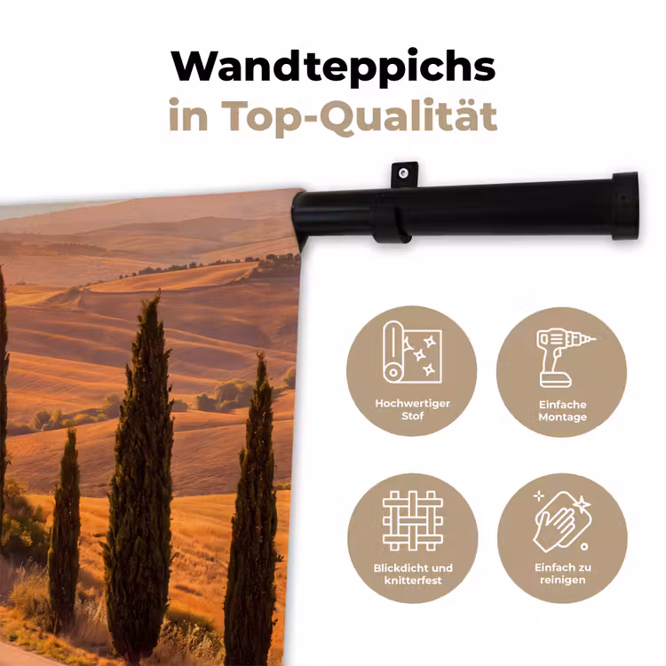 Landschap - Weg - Bomen - Natuur - Goud Wandkleed katoen klein -tsfeer2_DE