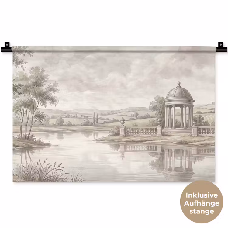 Landschap - Water - Natuur - Sepia Wandkleed katoen klein -t3d_DE