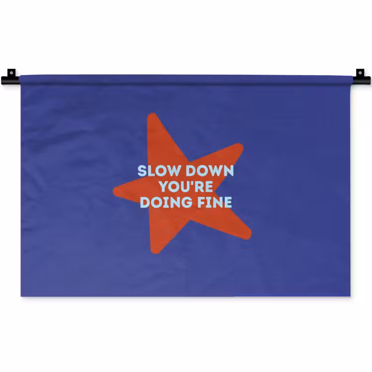 Slow down you're doing fine - Ster - Blauw Wandkleed katoen klein -zz3d