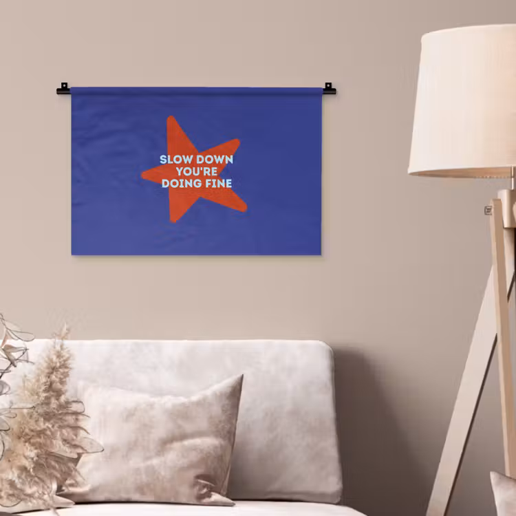 Slow down you're doing fine - Ster - Blauw Wandkleed katoen klein -sfeer4