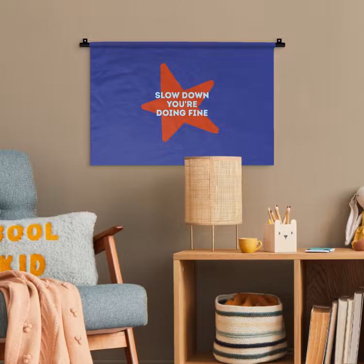 Slow down you're doing fine - Ster - Blauw Wandkleed katoen klein -wsfeer4_kind