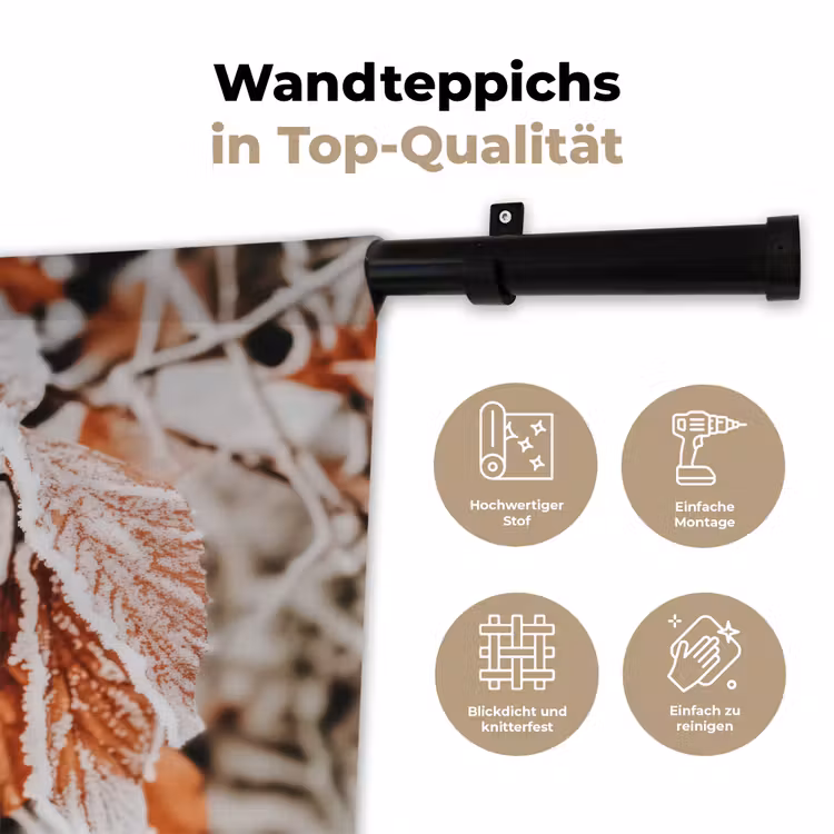 Bladeren - IJs - Winter - Natuur Wandkleed katoen klein -tsfeer2_DE
