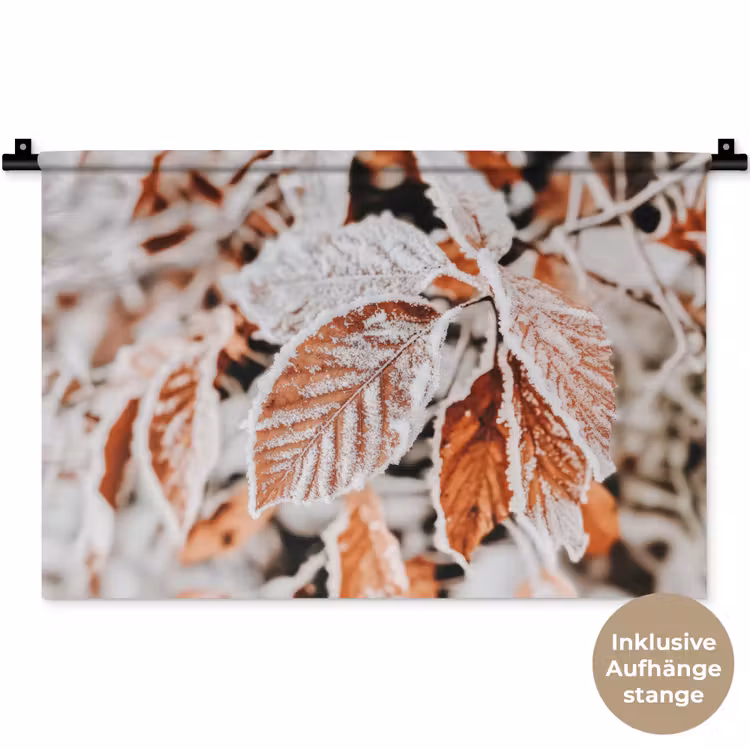 Bladeren - IJs - Winter - Natuur Wandkleed katoen klein -t3d_DE