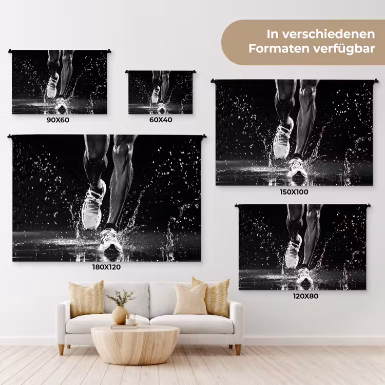 Hardloopschoenen - Rennen - Druppels - Zwart Wandkleed katoen klein -tsfeer8_DE