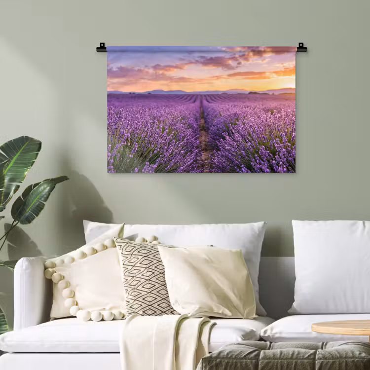 Lavendel - Veld - Natuur - Paars Wandkleed katoen klein -sfeer7