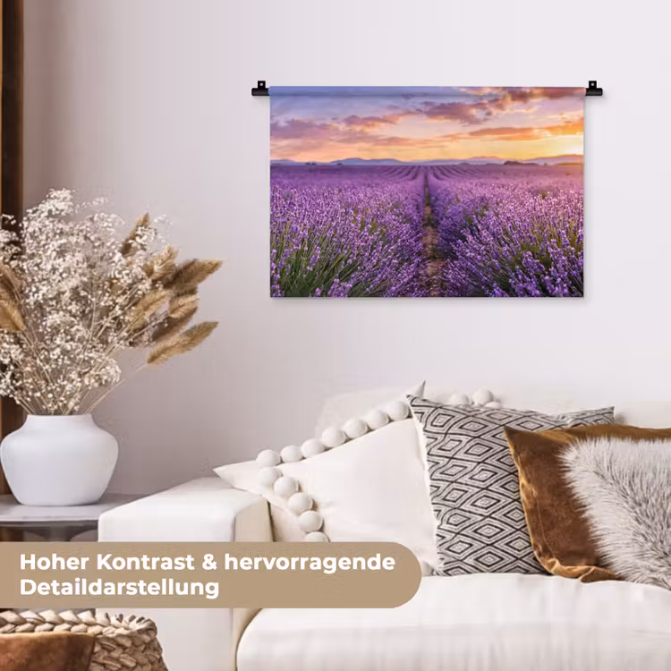 Lavendel - Veld - Natuur - Paars Wandkleed katoen klein -tsfeer1_DE