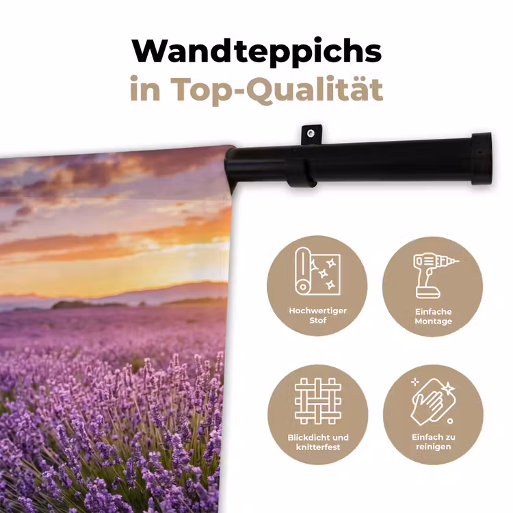 Lavendel - Veld - Natuur - Paars Wandkleed katoen klein -tsfeer2_DE