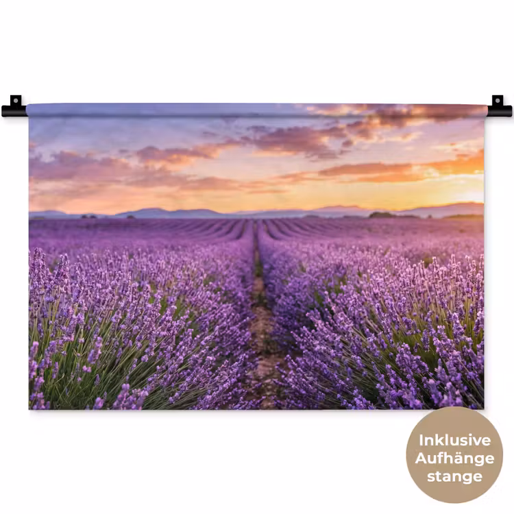 Lavendel - Veld - Natuur - Paars Wandkleed katoen klein -t3d_DE