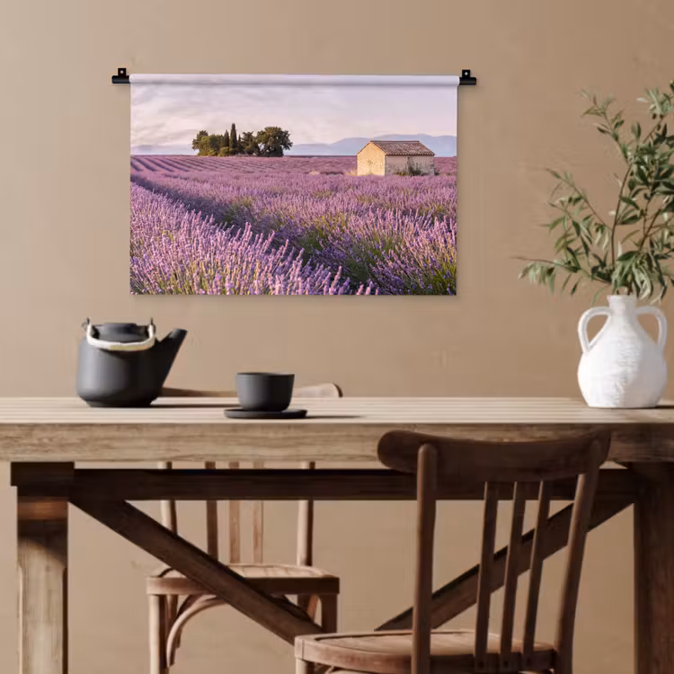 Lavendel - Landschap - Sereen - Paars Wandkleed katoen klein -sfeer6