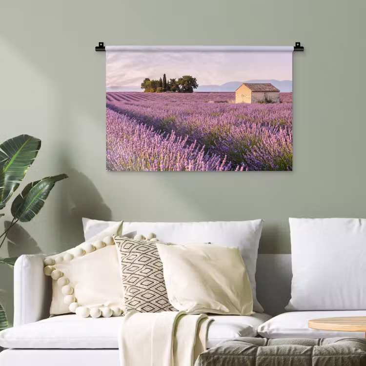 Lavendel - Landschap - Sereen - Paars Wandkleed katoen klein -sfeer7