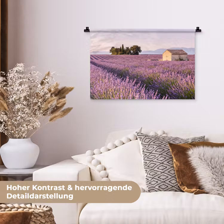 Lavendel - Landschap - Sereen - Paars Wandkleed katoen klein -tsfeer1_DE