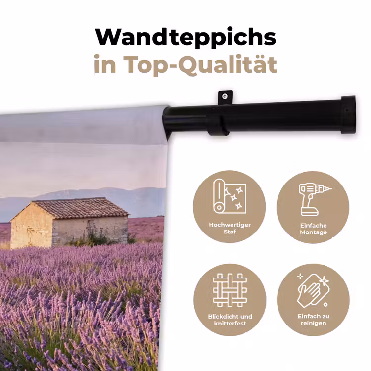 Lavendel - Landschap - Sereen - Paars Wandkleed katoen klein -tsfeer2_DE