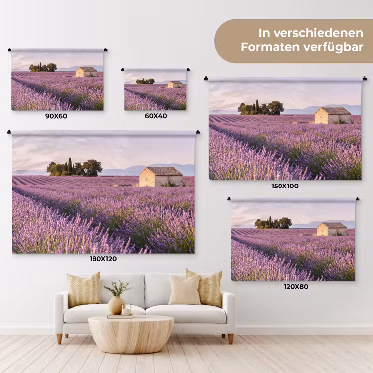 Lavendel - Landschap - Sereen - Paars Wandkleed katoen klein -tsfeer8_DE