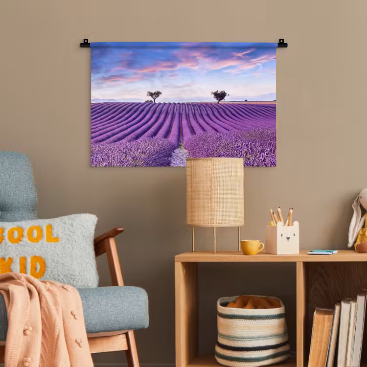 Lavendel - Natuur - Paars - Bomen - Bloemen Wandkleed katoen klein -wsfeer4_kind