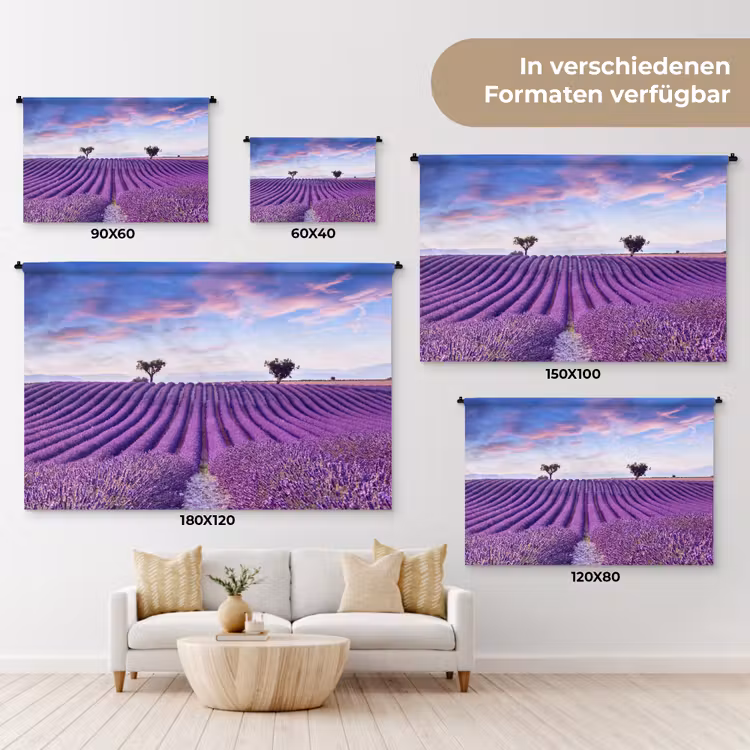 Lavendel - Natuur - Paars - Bomen - Bloemen Wandkleed katoen klein -tsfeer8_DE