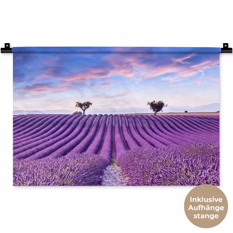 Lavendel - Natuur - Paars - Bomen - Bloemen Wandkleed katoen klein -t3d_DE