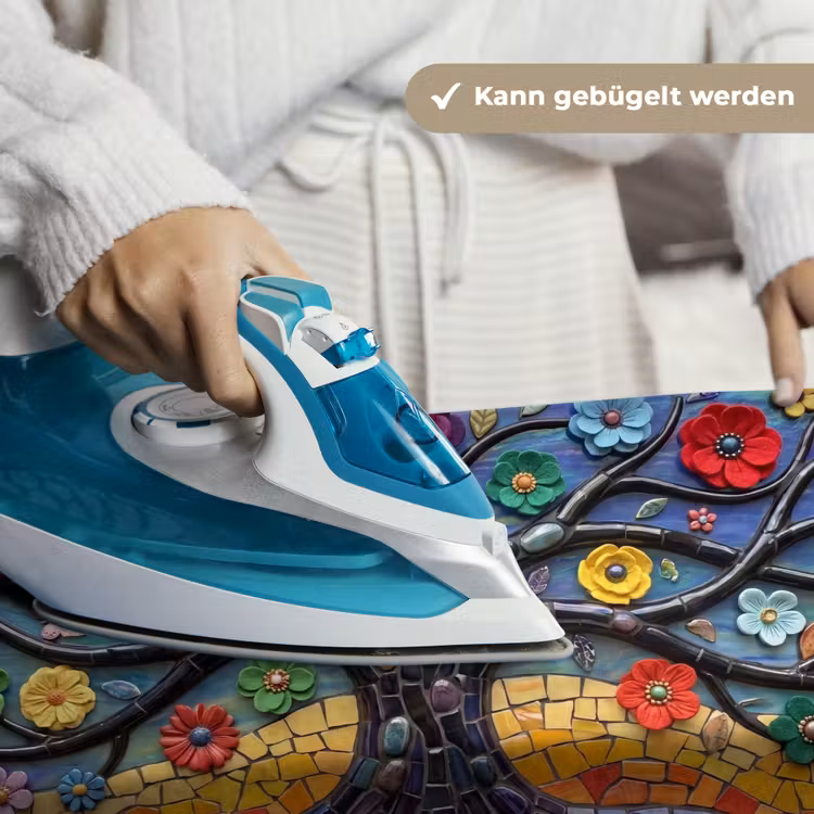 Levensboom - Mozaïek - Bloemen - Kleurrijk - Vrolijk Wandkleed katoen klein -tsfeer9_DE