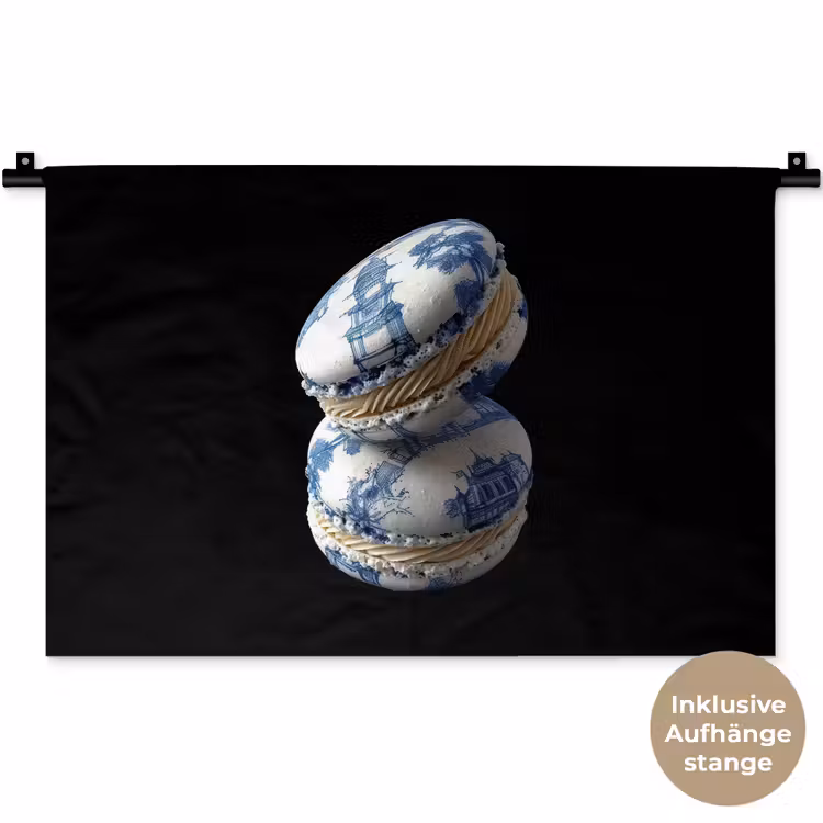 Eten - Macarons - Delfts blauw - Koekjes Wandkleed katoen klein -t3d_DE