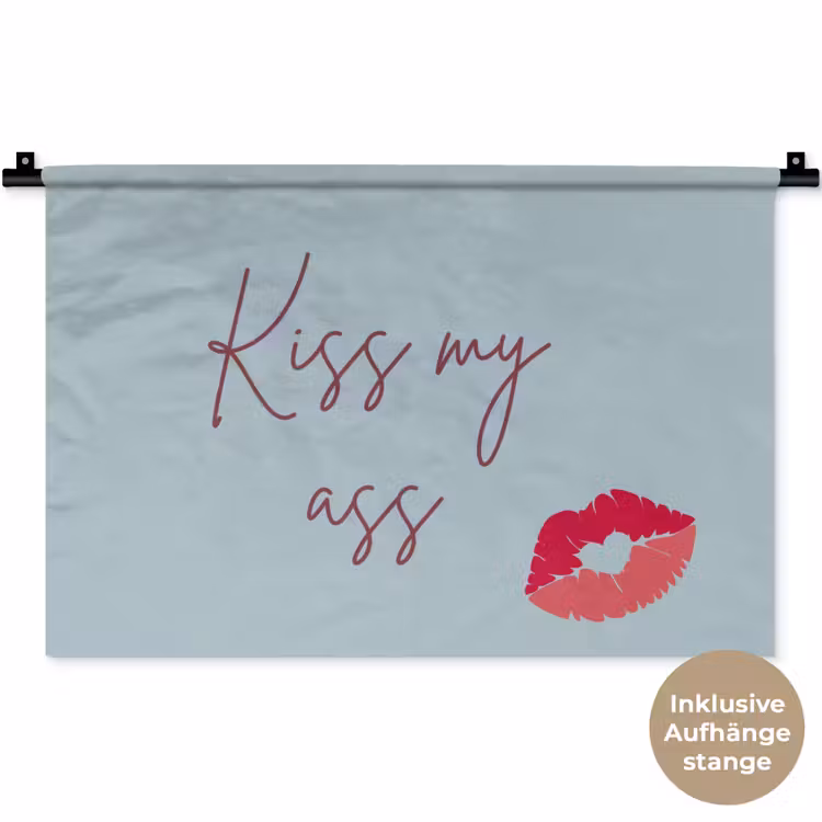 Kiss my ass - Lip - Blauw Wandkleed katoen klein -t3d_DE