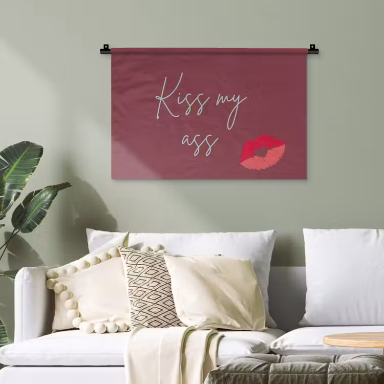 Kiss my ass - Lip - Bordeaux Wandkleed katoen klein -sfeer7