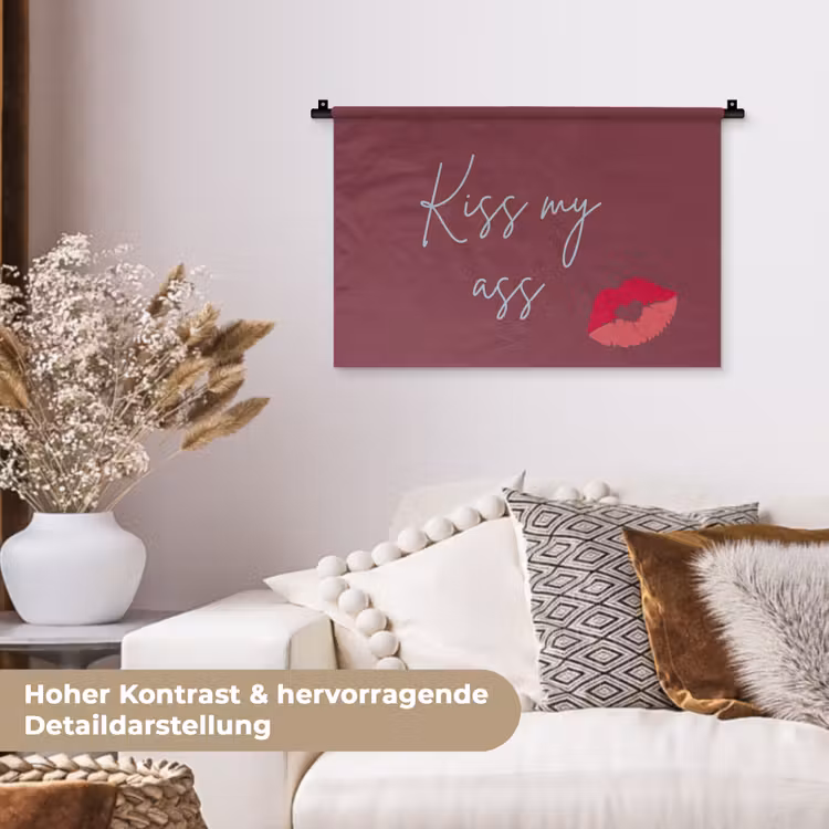 Kiss my ass - Lip - Bordeaux Wandkleed katoen klein -tsfeer1_DE