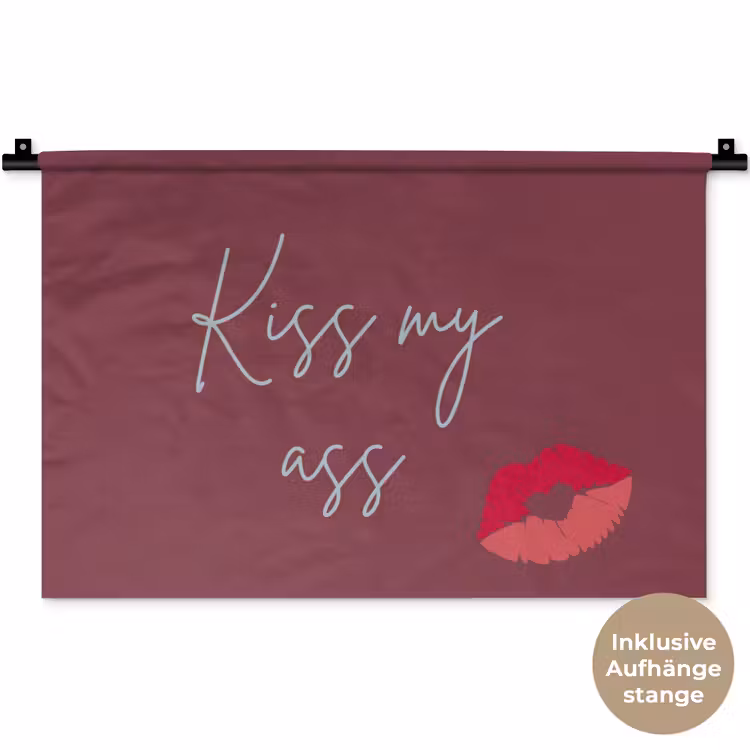 Kiss my ass - Lip - Bordeaux Wandkleed katoen klein -t3d_DE