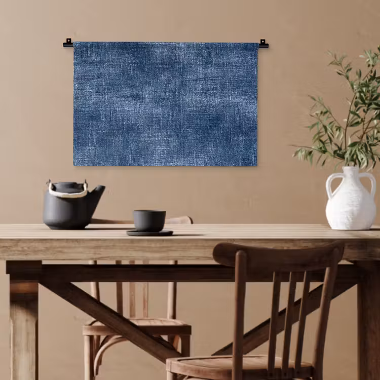Linnen - Textuur - Patroon - Denim - Rustiek Wandkleed katoen klein 269 -sfeer6