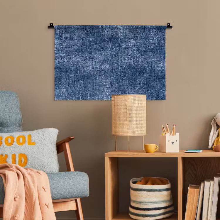 Linnen - Textuur - Patroon - Denim - Rustiek Wandkleed katoen klein 269 -wsfeer4_kind
