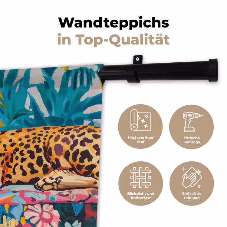 Luipaard - Kleurrijk - Tropisch Wandkleed katoen klein -tsfeer2_DE