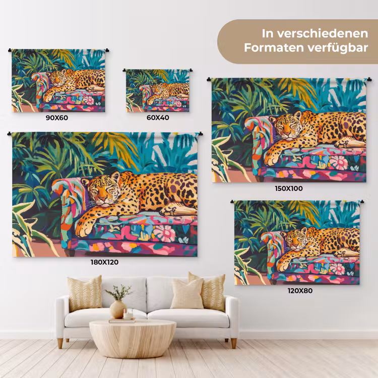 Luipaard - Kleurrijk - Tropisch Wandkleed katoen klein -tsfeer8_DE