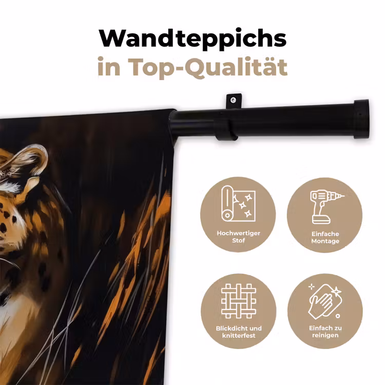 Luipaard - Oranje - Wit - Gras Wandkleed katoen klein -tsfeer2_DE