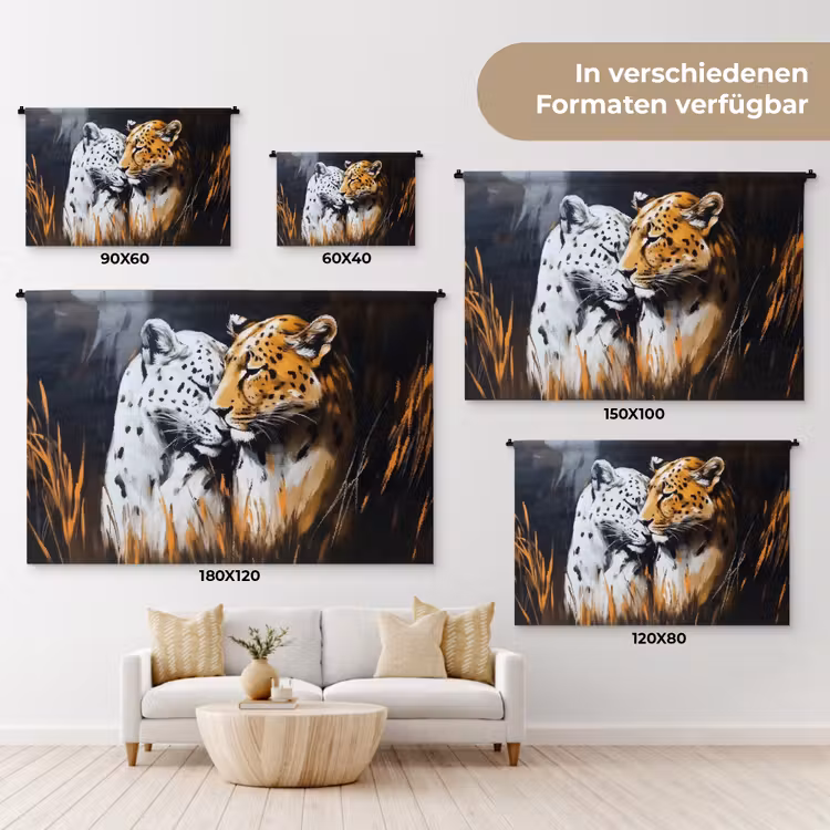 Luipaard - Oranje - Wit - Gras Wandkleed katoen klein -tsfeer8_DE