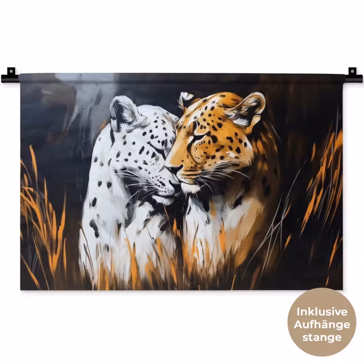 Luipaard - Oranje - Wit - Gras Wandkleed katoen klein -t3d_DE
