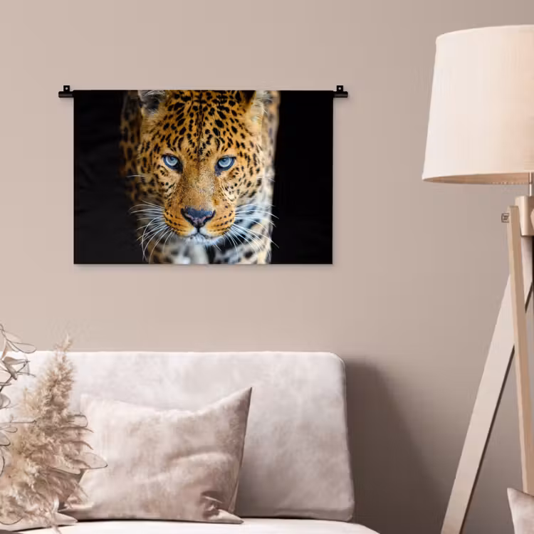 Luipaard - Dieren - Portret - Wilde dieren - Zwart Wandkleed katoen klein -sfeer4