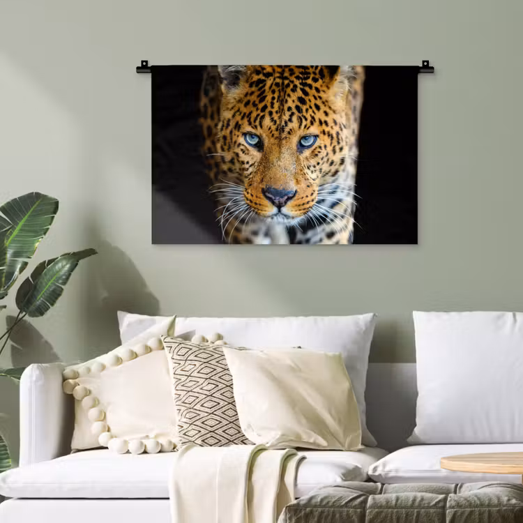 Luipaard - Dieren - Portret - Wilde dieren - Zwart Wandkleed katoen klein -sfeer7