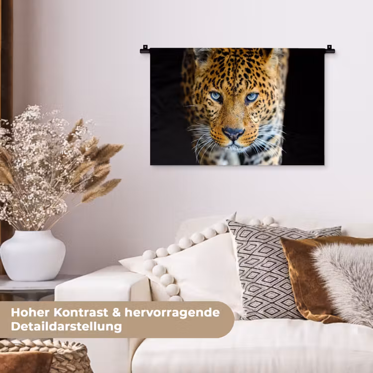 Luipaard - Dieren - Portret - Wilde dieren - Zwart Wandkleed katoen klein -tsfeer1_DE